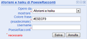 Impostazioni del gadget